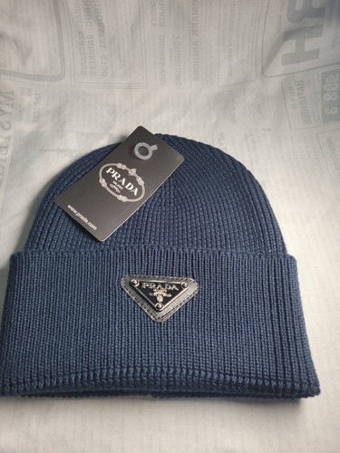 Prada knit logo beanie hat - prada,