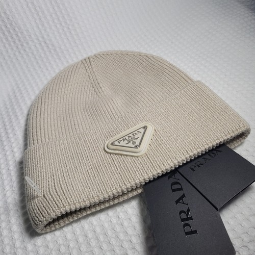 Prada knit logo beanie hat - beanie, one
