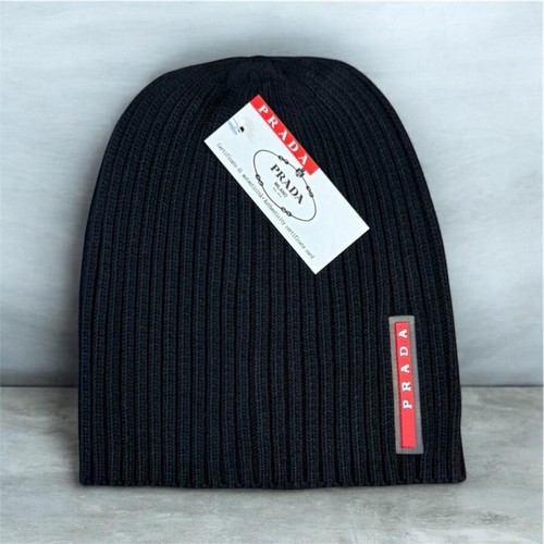Prada knit logo beanie hat - knit, one