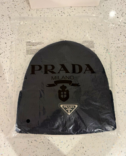 Prada black wool knit logo - prada,