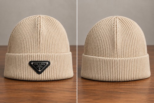 Prada knit logo beanie hat - prada,
