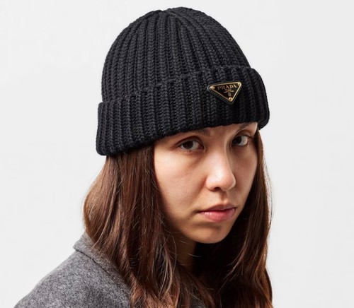 Prada black logo cashmere - black, wool