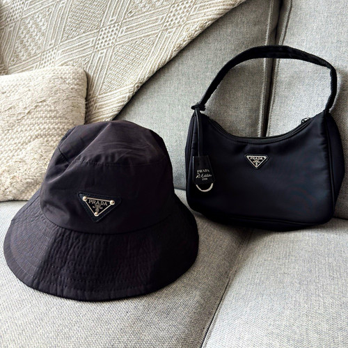 Prada black nylon bucket - bucket, hat
