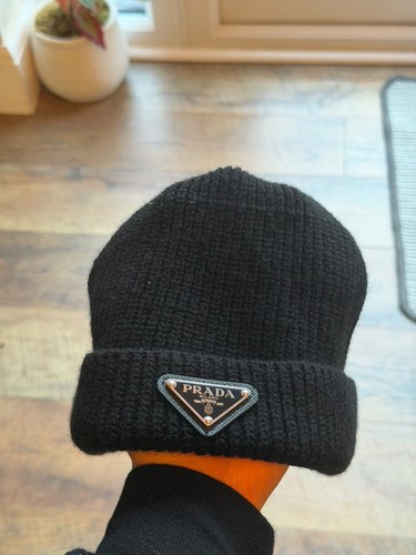 Prada black logo cashmere - prada,