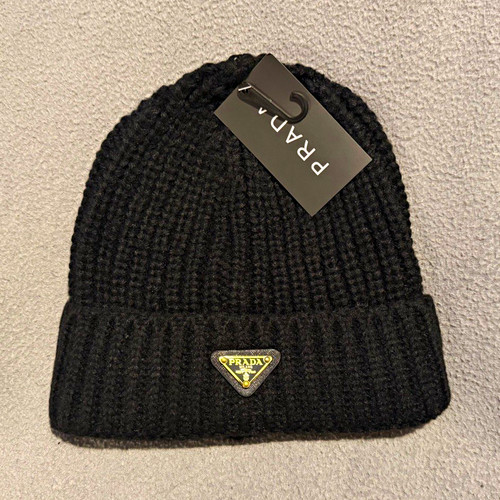 Prada black knit beanie - black, hat